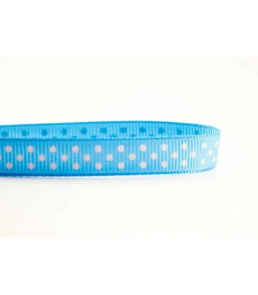 Grosgrain Lunares azul bebe/blanco 9mm