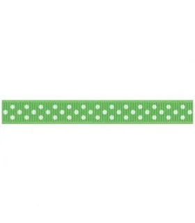 Grosgrain Lunares verde manzana/blanco 9mm
