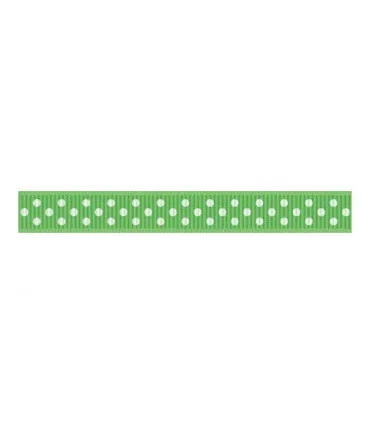 Grosgrain Lunares verde manzana/blanco 9mm