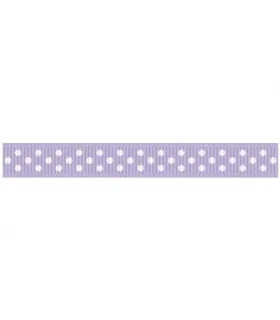 Grosgrain Lunares lila fresco/blanco 9mm