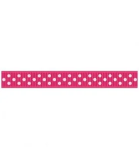 Grosgrain Lunares rosa intenso/blanco 9mm