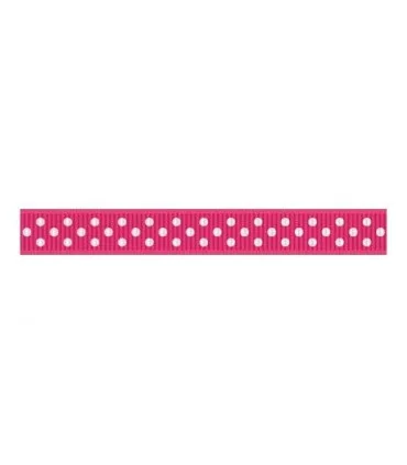 Grosgrain Lunares rosa intenso/blanco 9mm