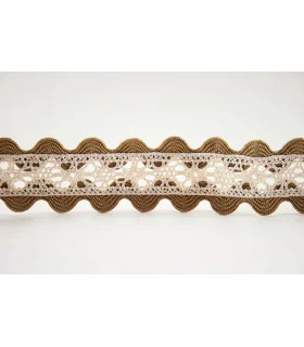 Encaje blanco roto con PIQUILLO 30mm - Varios colores