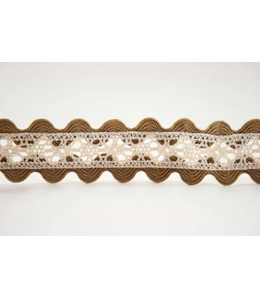 Encaje blanco roto con PIQUILLO 30mm - Varios colores