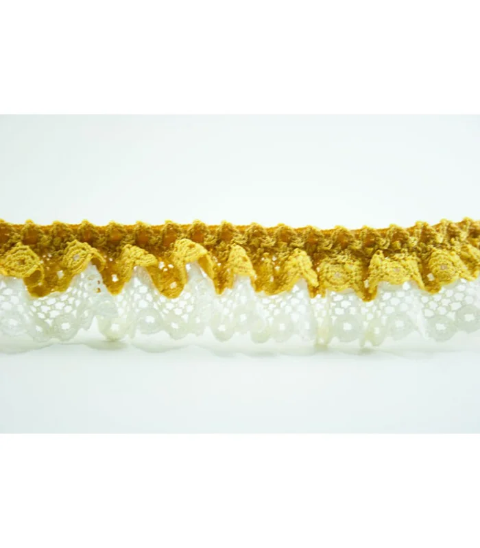 FRUNCIDO CON PUNTILLA BICOLOR 