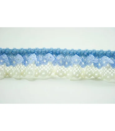 FRUNCIDO CON PUNTILLA BICOLOR 