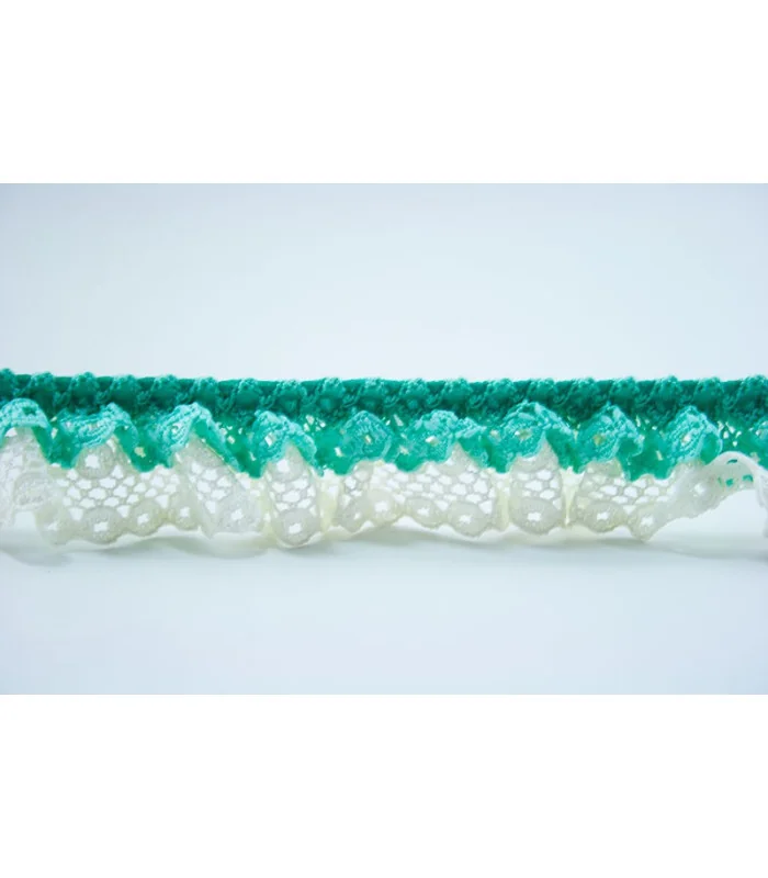 FRUNCIDO CON PUNTILLA BICOLOR 