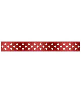 Grosgrain Lunares burdeos/blanco 9mm