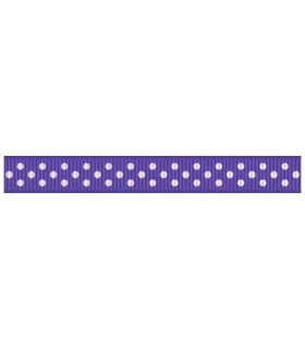 Grosgrain Lunares Morado/blanco 9mm
