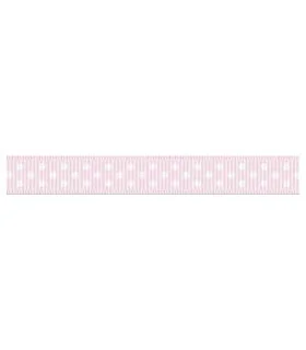 Grosgrain Lunares rosa bebe/blanco 9mm