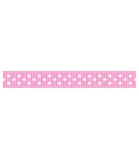 Grosgrain Lunares rosa/blanco 9mm