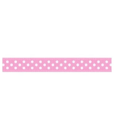 Grosgrain Lunares rosa/blanco 9mm