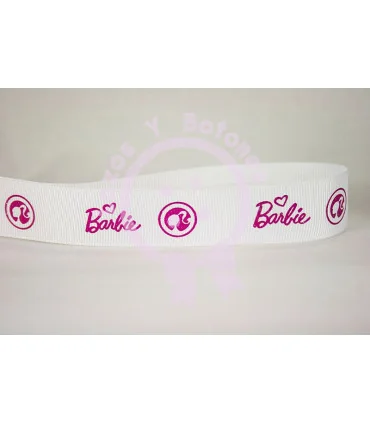 BARBIE BLANCA/METALIZADO FUCSIA 22MM