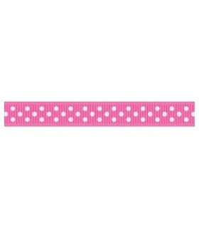 Grosgrain Lunares rosa intenso/blanco 9mm