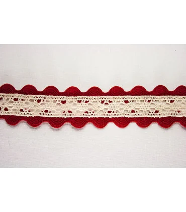 Encaje perlé con PIQUILLO DOBLE 30mm - Varios colores