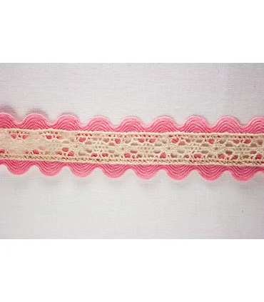 Encaje perlé con PIQUILLO DOBLE 30mm - Varios colores