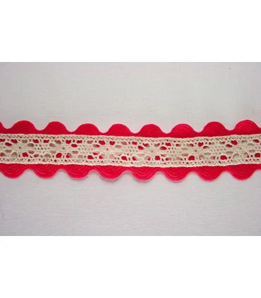 Encaje perlé con PIQUILLO DOBLE 30mm - Varios colores