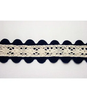 Encaje perlé con PIQUILLO DOBLE 30mm - Varios colores