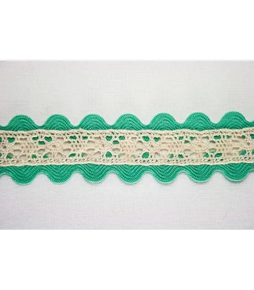 Encaje perlé con PIQUILLO DOBLE 30mm - Varios colores