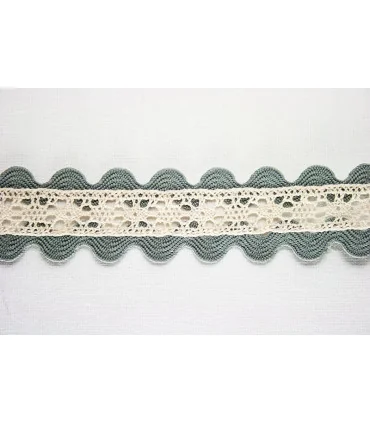 Encaje perlé con PIQUILLO DOBLE 30mm - Varios colores