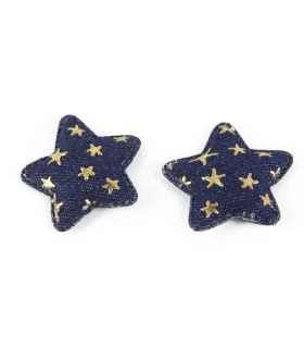 PACK DE 3 APLIQUES DENIM ESTRELLAS OSCURAS/ORO 48mm