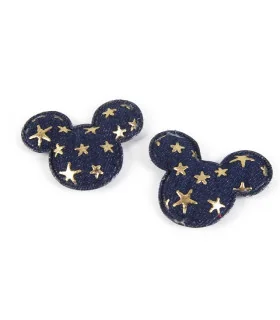 PACK DE 3 APLIQUES DENIM MICKEY OSCURO/ORO 45mm