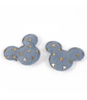 PACK DE 3 APLIQUES DENIM MICKEY CLARO/ORO 45mm