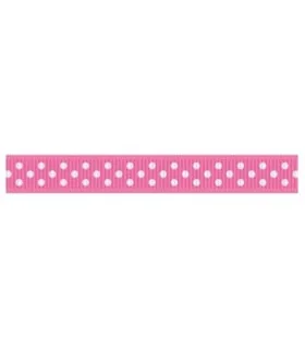 Grosgrain Lunares Fucsia/blanco 9mm