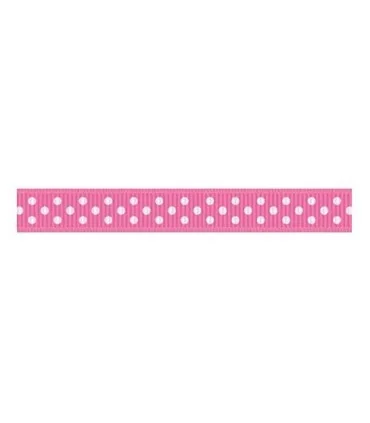 Grosgrain Lunares Fucsia/blanco 9mm