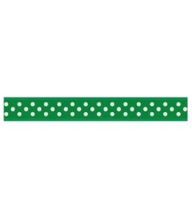 Grosgrain Lunares verde esmeralda/blanco 9mm