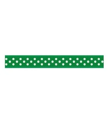 Grosgrain Lunares verde esmeralda/blanco 9mm