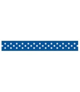 Grosgrain Lunares Azul eléctrico/blanco 9mm