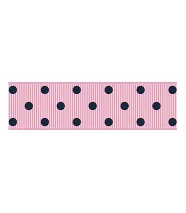 Lunares grandes rosa/marino 22mm