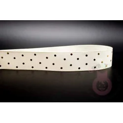 Cinta grosgrain lunares oro 25mm - Blanco