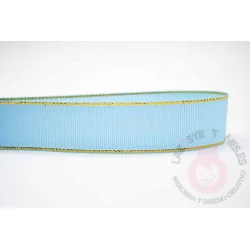 Cinta grosgrain HILO DORADO 25mm - Azul Bebé