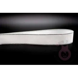 Cinta grosgrain HILO PLATEADO 25mm - Blanco