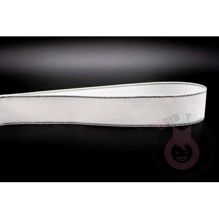 Cinta grosgrain HILO PLATEADO 25mm - Blanco
