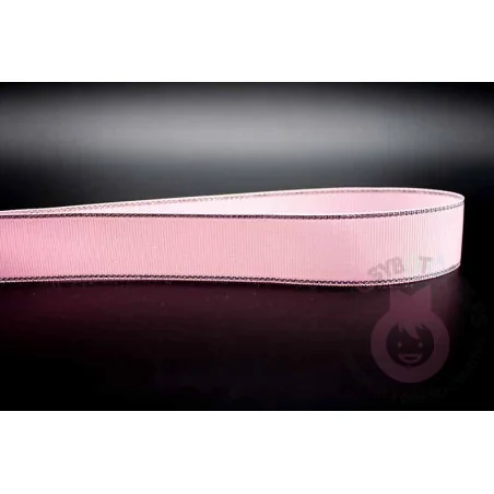 Cinta grosgrain HILO PLATEADO 25mm - Rosa Bebé