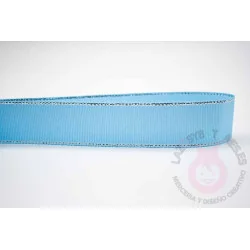Cinta grosgrain HILO PLATEADO 25mm - Azul Bebé