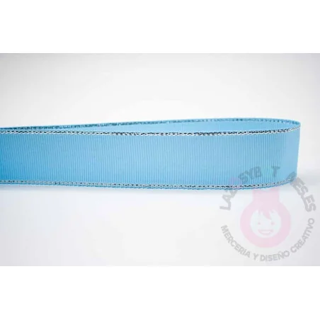 Cinta grosgrain HILO PLATEADO 25mm - Azul Bebé