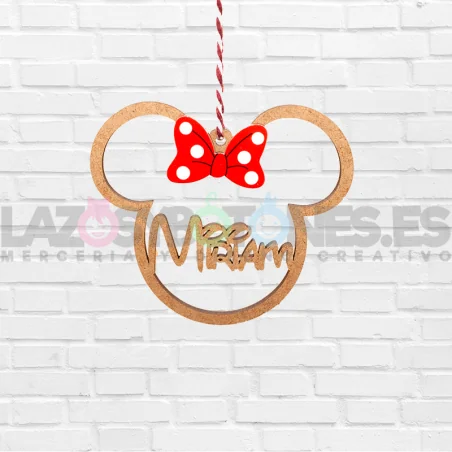BOLA DE NAVIDAD MADERA - MOD. MINNIE LAZO ROJO