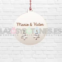 BOLA DE NAVIDAD MADERA - MOD. PAREJA ÁRBOLES
