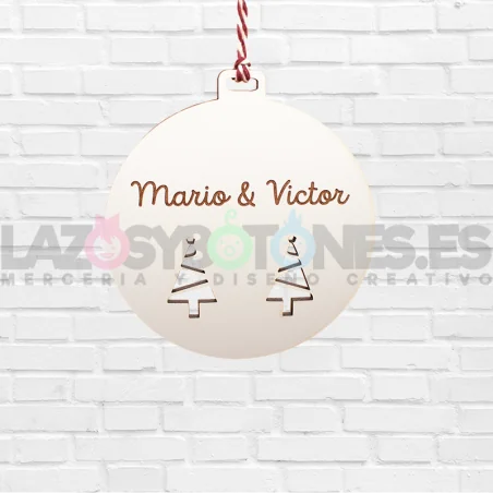 BOLA DE NAVIDAD MADERA - MOD. PAREJA ÁRBOLES