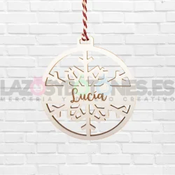 BOLA DE NAVIDAD MADERA - MOD. ESTRELLA GRABADA