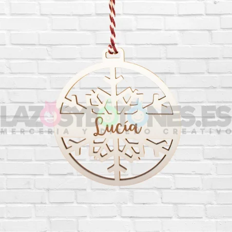 BOLA DE NAVIDAD MADERA - MOD. ESTRELLA GRABADA