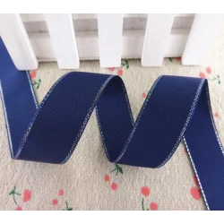 Cinta grosgrain HILO PLATEADO 25mm - Marino