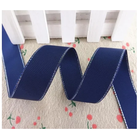 Cinta grosgrain HILO PLATEADO 25mm - Marino