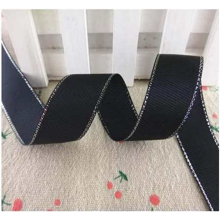 Cinta grosgrain HILO PLATEADO 25mm - Negro