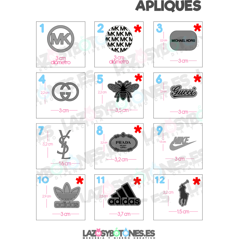 APLIQUE - RESINA LOGOS MARCAS 