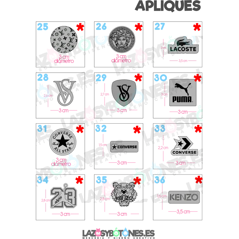 APLIQUE - RESINA LOGOS MARCAS 